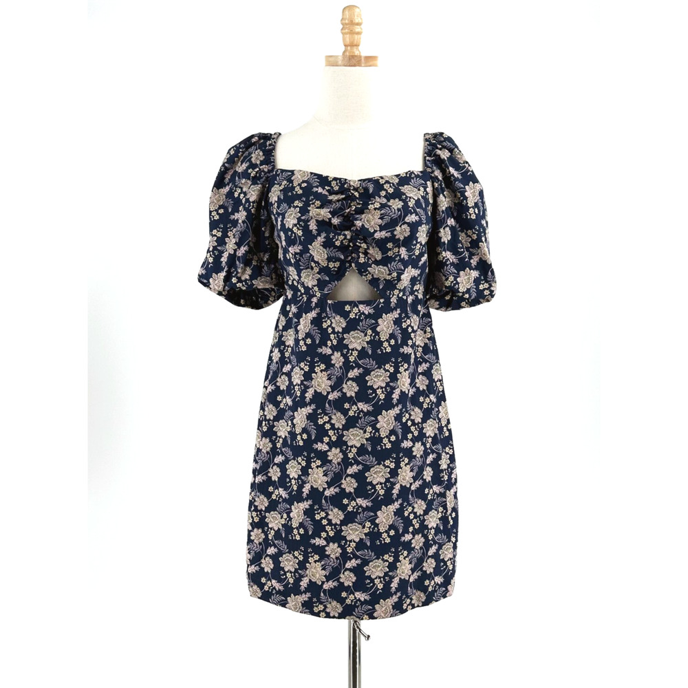 Boden Womens Puff Sleeve Mini Dress Size 8R Floral Cottage Garden Party Brunch